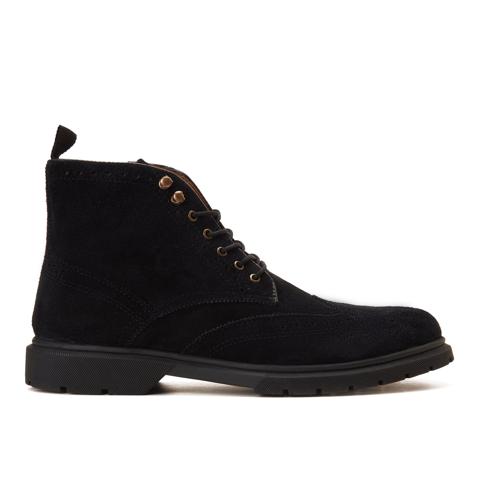Bold & Rugged: Black Suede Lace - Up Boots - Crestshoes