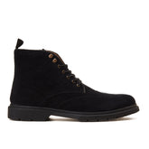 Bold & Rugged: Black Suede Lace - Up Boots - Crestshoes