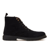 Bold & Rugged: Black Suede Lace - Up Boots - Crestshoes