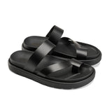 CoreEase Leather Slides - Black - Crestshoes