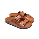 Crest Majesty Comfort Footbed Double Buckle Slides - Cafe - Crestshoes