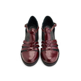 Cut - Out Leather Heels - Burgundy - Crestshoes