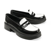 Dual Tone Luxe Loafers | black white - Crestshoes
