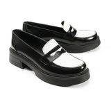 Dual Tone Luxe Loafers | black white - Crestshoes