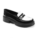 Dual Tone Luxe Loafers | black white - Crestshoes