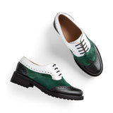 Juniper | Women Oxfords suede X leather | 3 Mix Colors Green - Black - White - Crestshoes