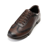 Laced - Up Black Leather Sneakers | Brown - Crestshoes