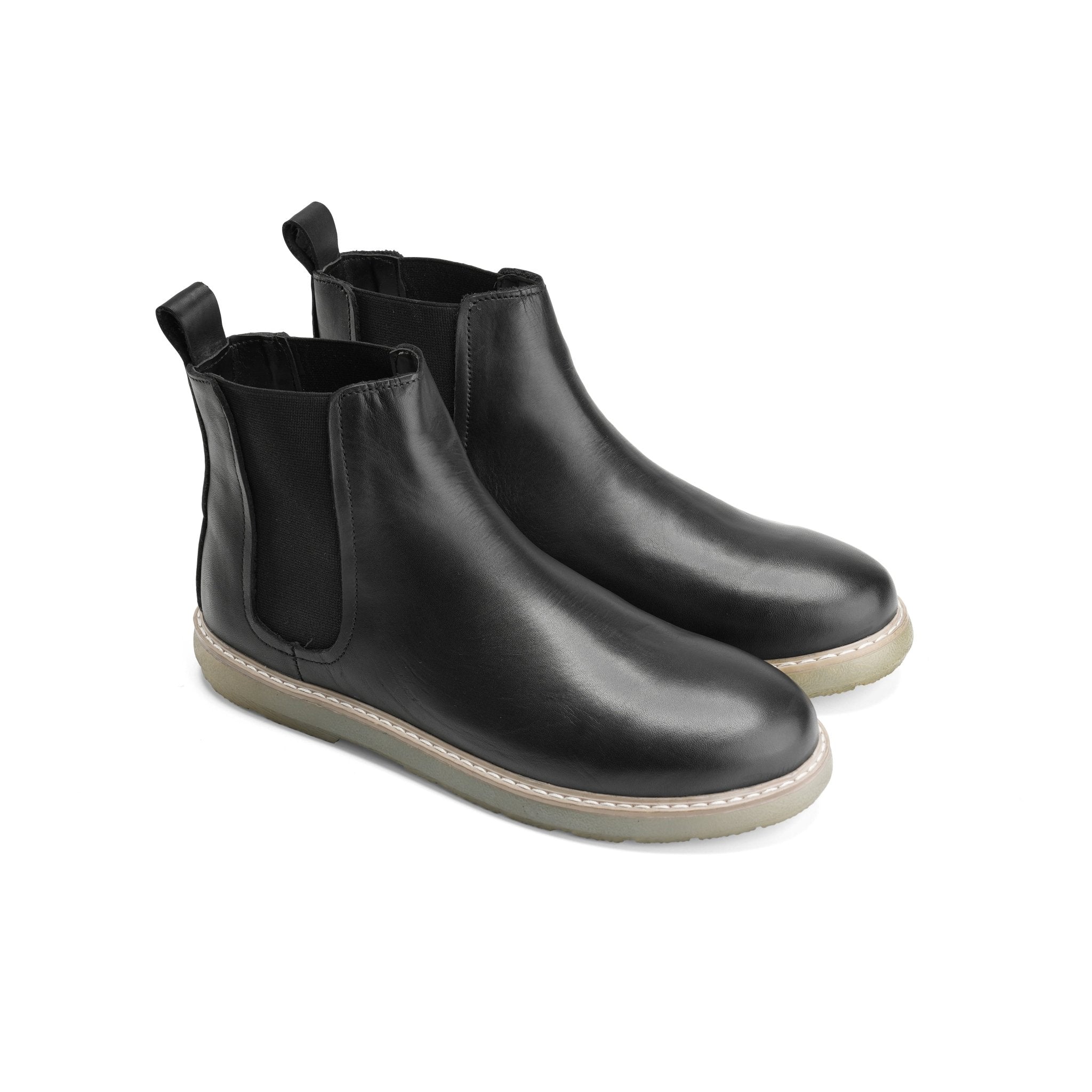 Sharp Black Cap - Toe Leather Boot - Crestshoes