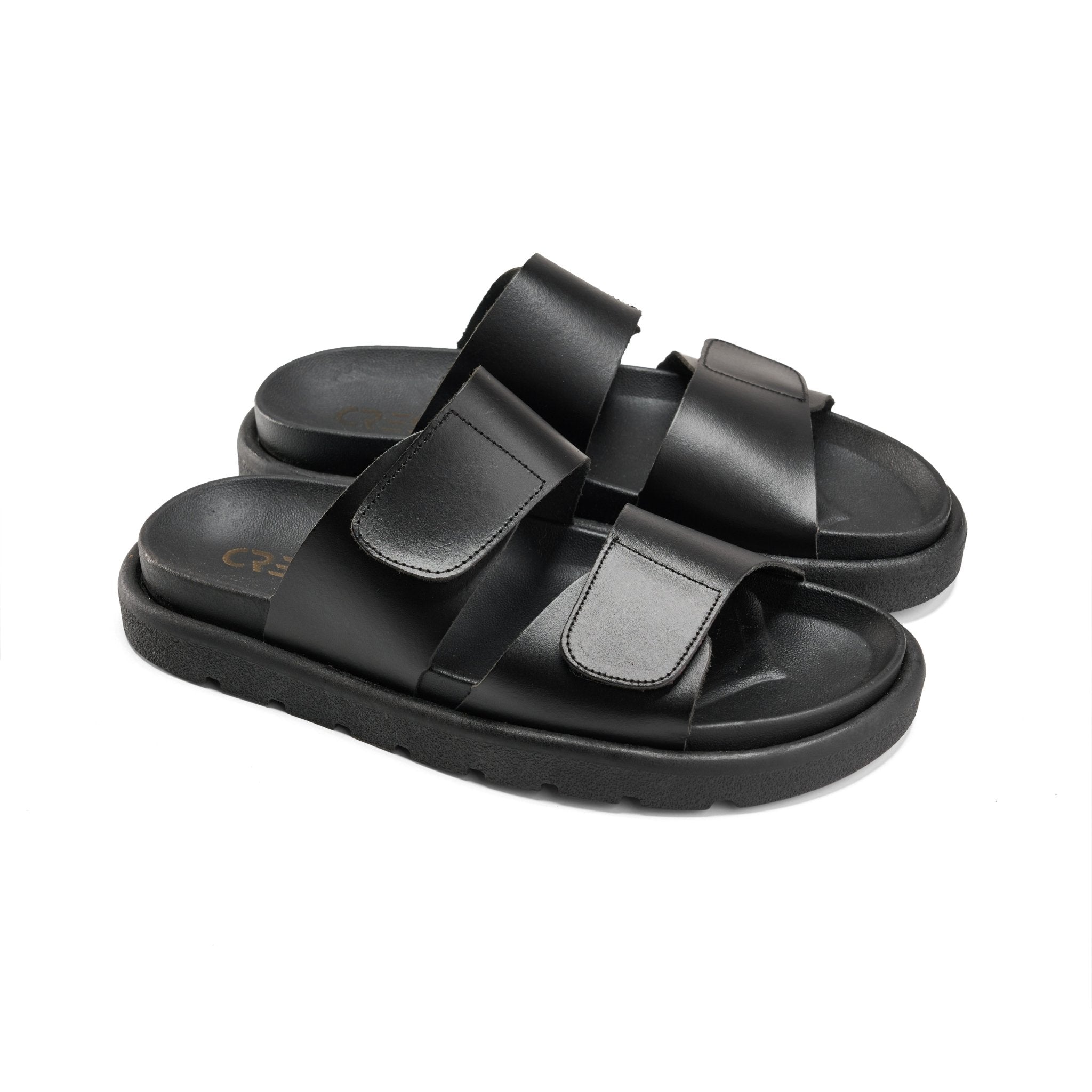 StreetStep Leather Slides - Black - Crestshoes