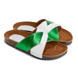 SUNSOOTHE SLIPPER | Green in white - Crestshoes