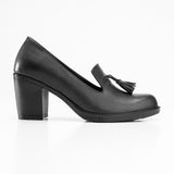 Tassel Block Heels - Black - Crestshoes