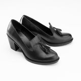 Tassel Block Heels - Black - Crestshoes