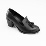 Tassel Block Heels - Black - Crestshoes
