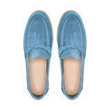 Tassel Suede Loafers - Baby Blue - Crestshoes