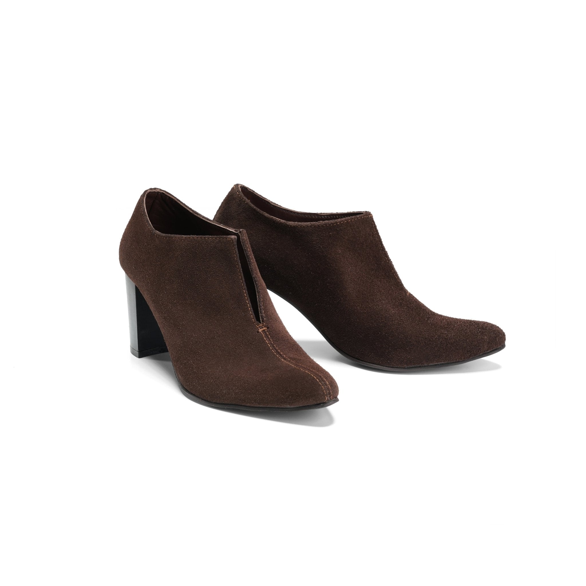Vegabond | Plain Suede Leather Split Heels - Brown - Crestshoes