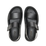 VibeMode Leather Sandals - Black - Crestshoes