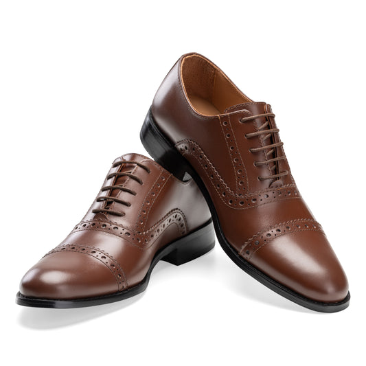 Semi Brogue shoes in brown leather