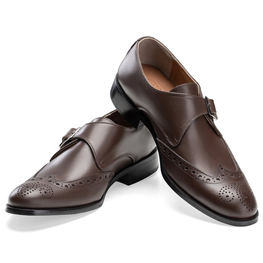 Crest' Brown Leather Monk Strap