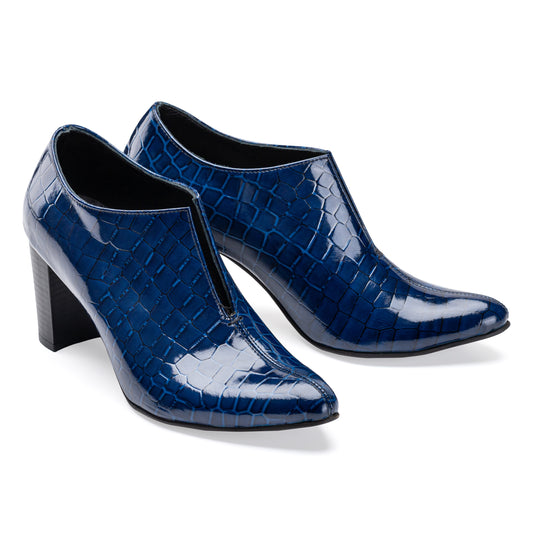 Lacobond | Crocodile Leather Women Heels - Blue