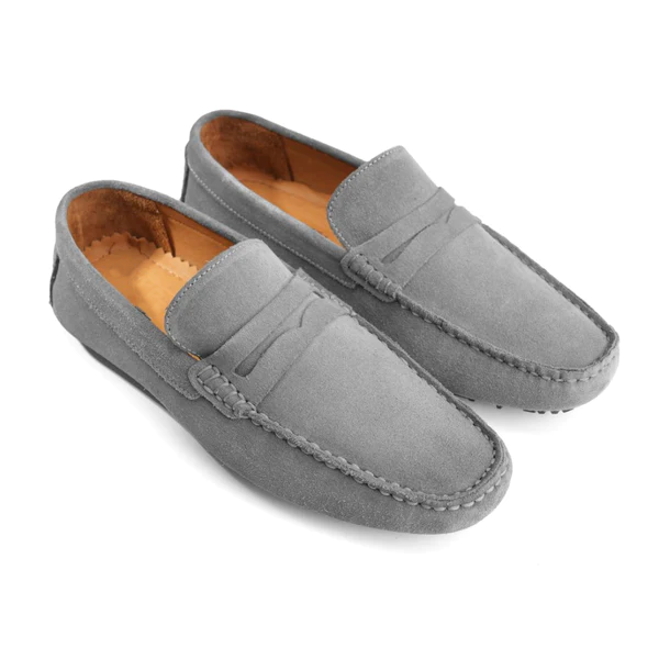 Moccasins | Suede calf leather rubber sole -GRAY