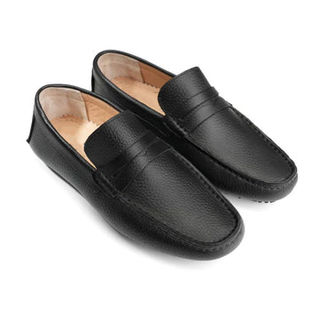 Moccasins calf leather rubber sole -Black
