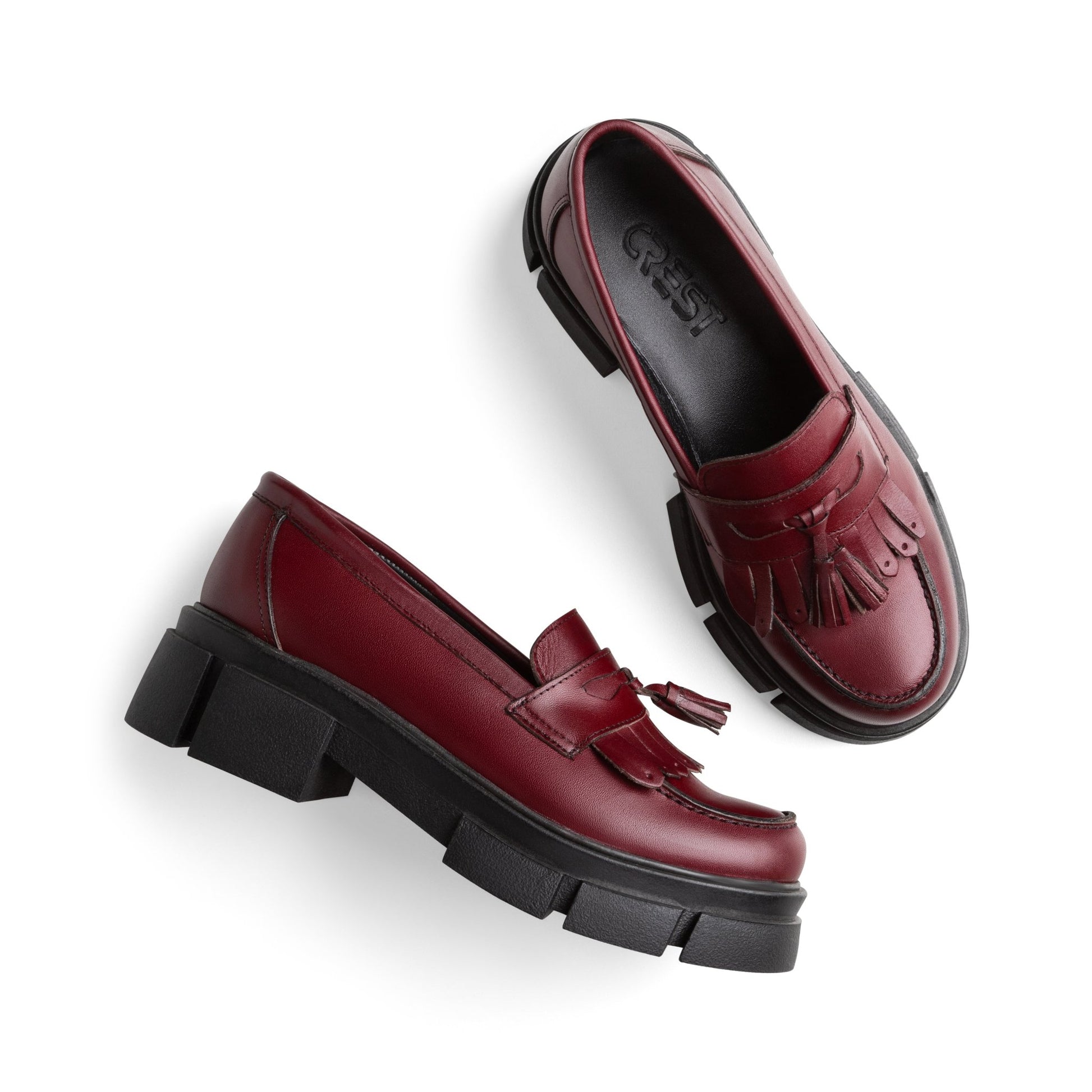 Beckett | Women Brogue Loafers Burgundy - Crestshoes