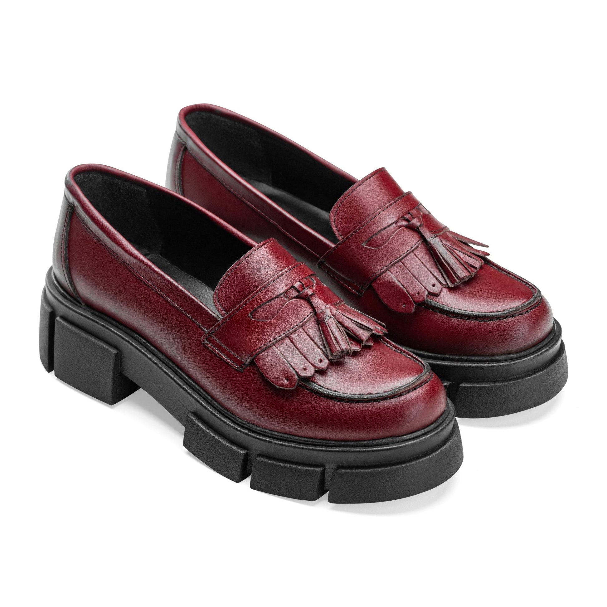 Beckett | Women Brogue Loafers Burgundy - Crestshoes