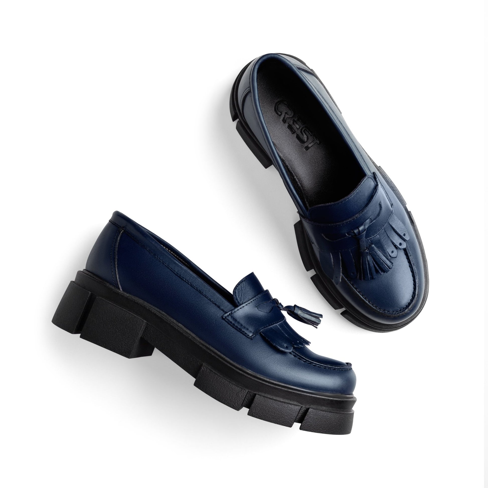 Beckett | Women Brogue Loafers D.blue - Crestshoes