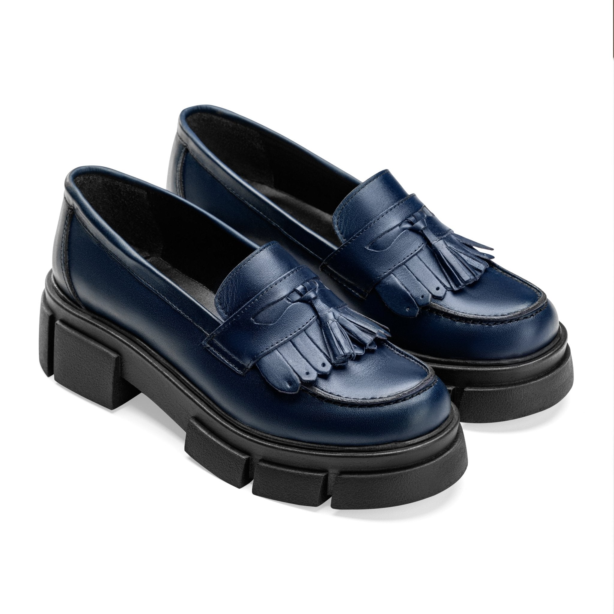 Beckett | Women Brogue Loafers D.blue - Crestshoes