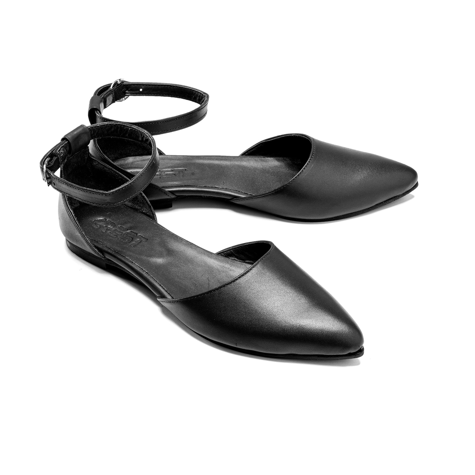 Black Gleam Flats - Crestshoes