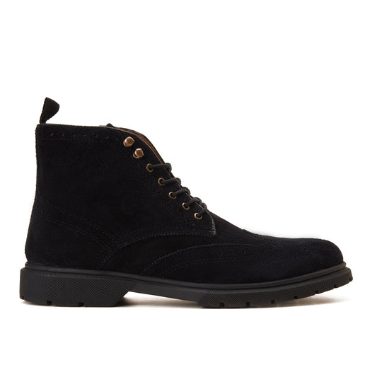 Bold & Rugged: Black Suede Lace-Up Boots