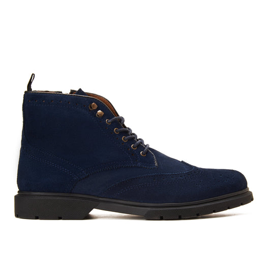 Bold & Rugged: Blue Suede Lace-Up Boots