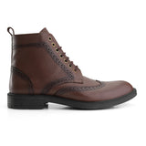 Brogue High Boots Genuine Leather - Brown - Crestshoes