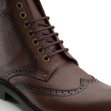 Brogue High Boots Genuine Leather - Brown - Crestshoes
