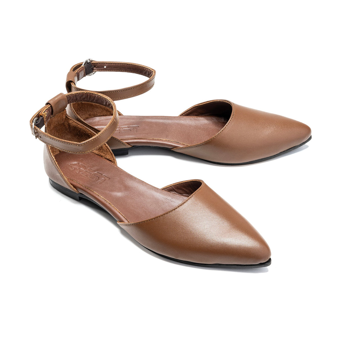 Brown Gleam Flats - Crestshoes