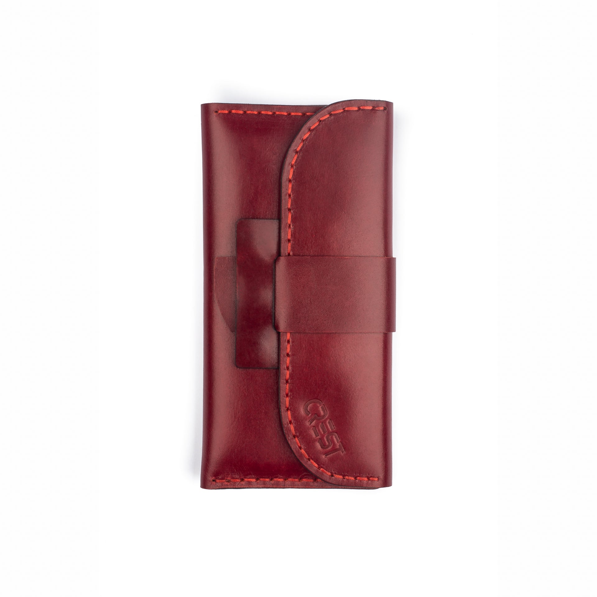 Burgundy Genuine Leather cap Large Wallet - Crestshoes