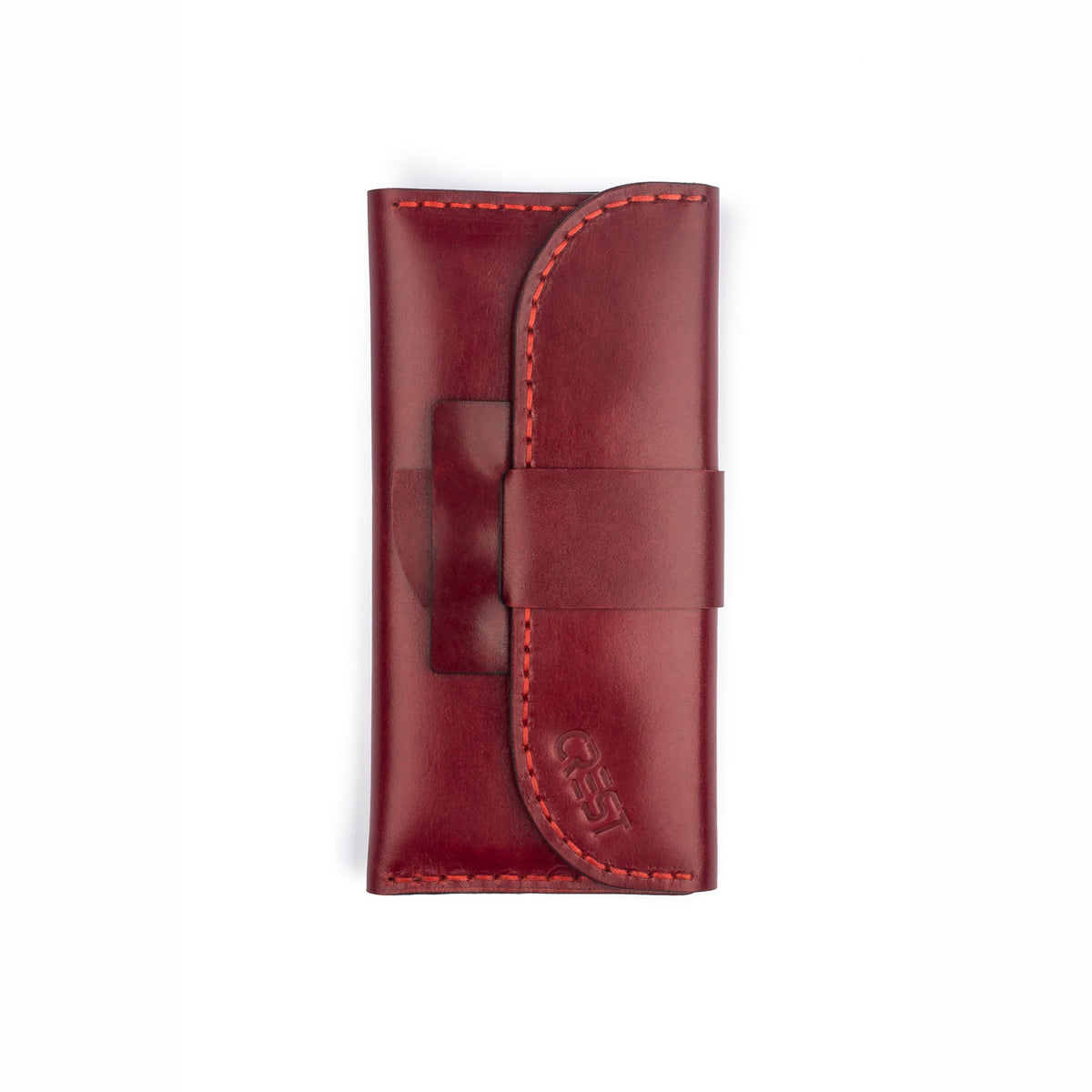 Burgundy Genuine Leather cap Large Wallet - Crestshoes