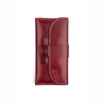 Burgundy Genuine Leather cap Large Wallet - Crestshoes