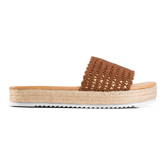 Burlap Platform Sandals - Brown