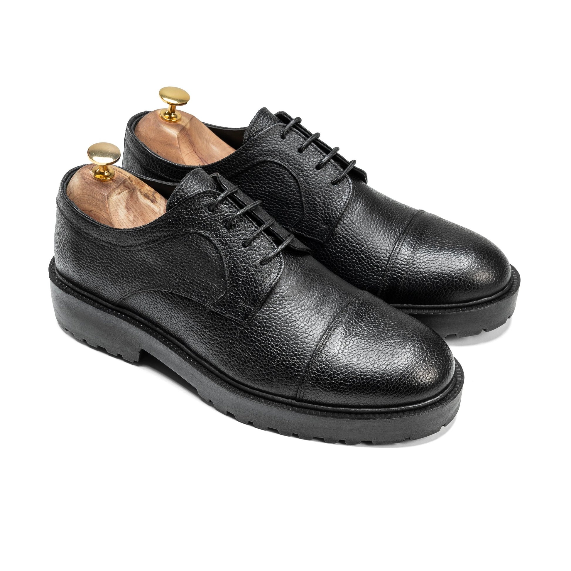 Cap Toe Formal Derbys - Black - Crestshoes