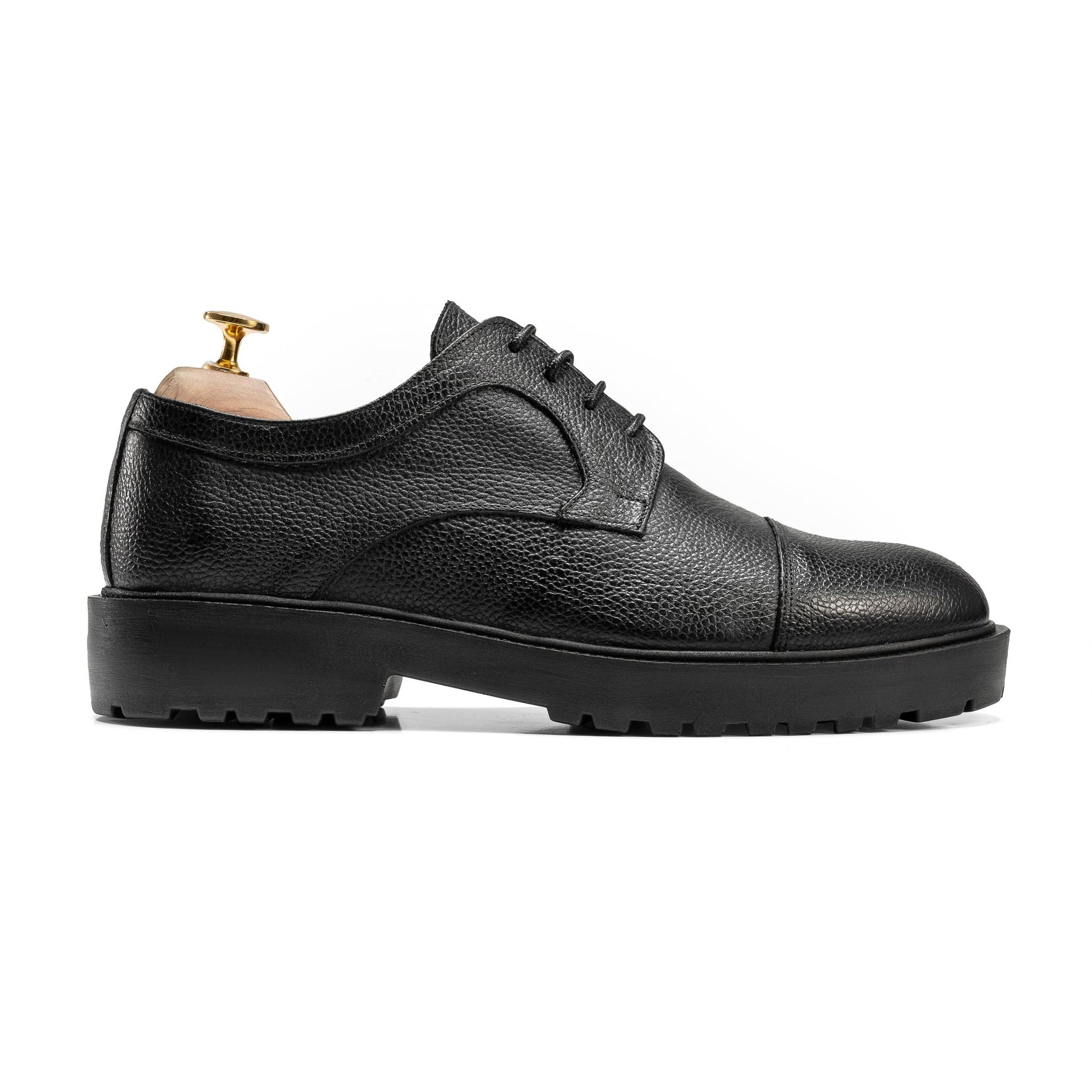 Cap Toe Formal Derbys - Black - Crestshoes