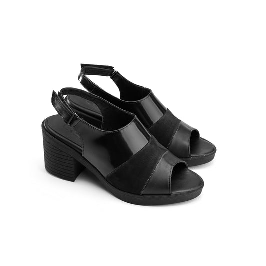 Chic Leather Heels - Black