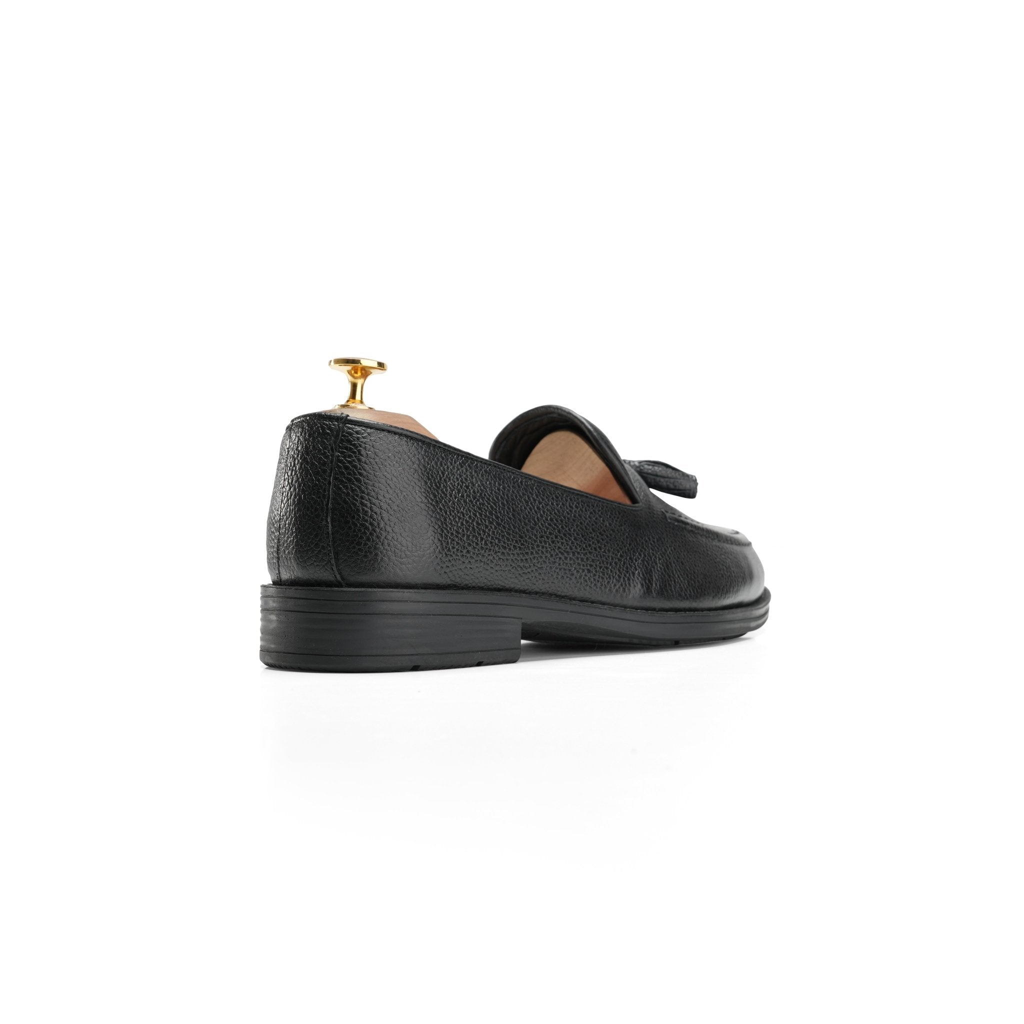 Classic Black Leather Tassel Loafers - Crestshoes