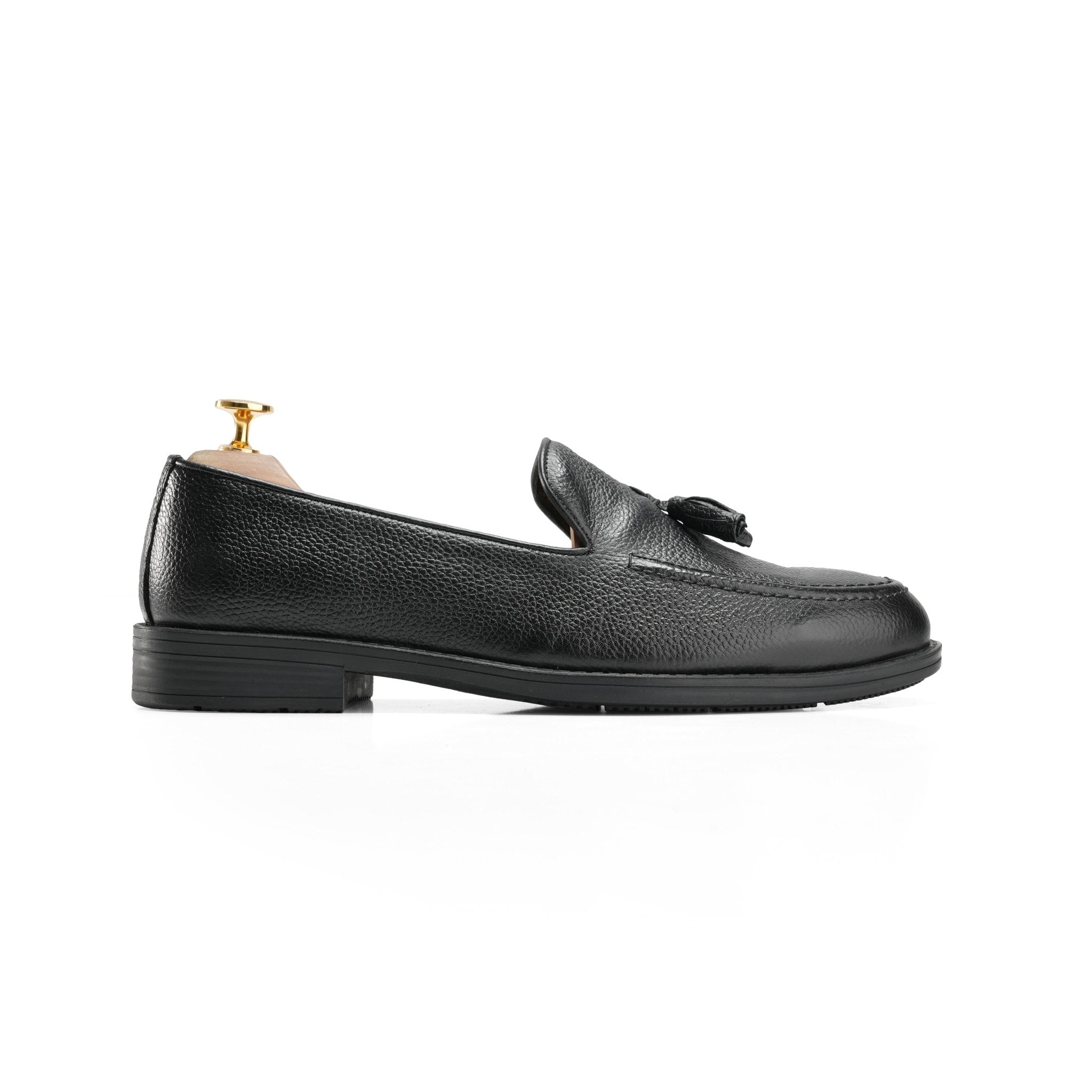 Classic Black Leather Tassel Loafers - Crestshoes