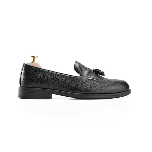 Classic Black Leather Tassel Loafers