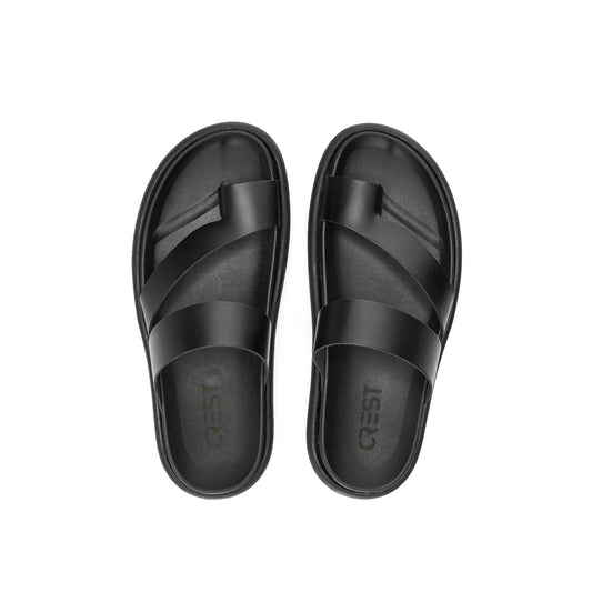 CoreEase Leather Slides - Black