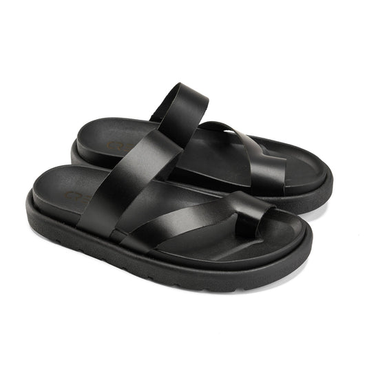 CoreEase Leather Slides - Black