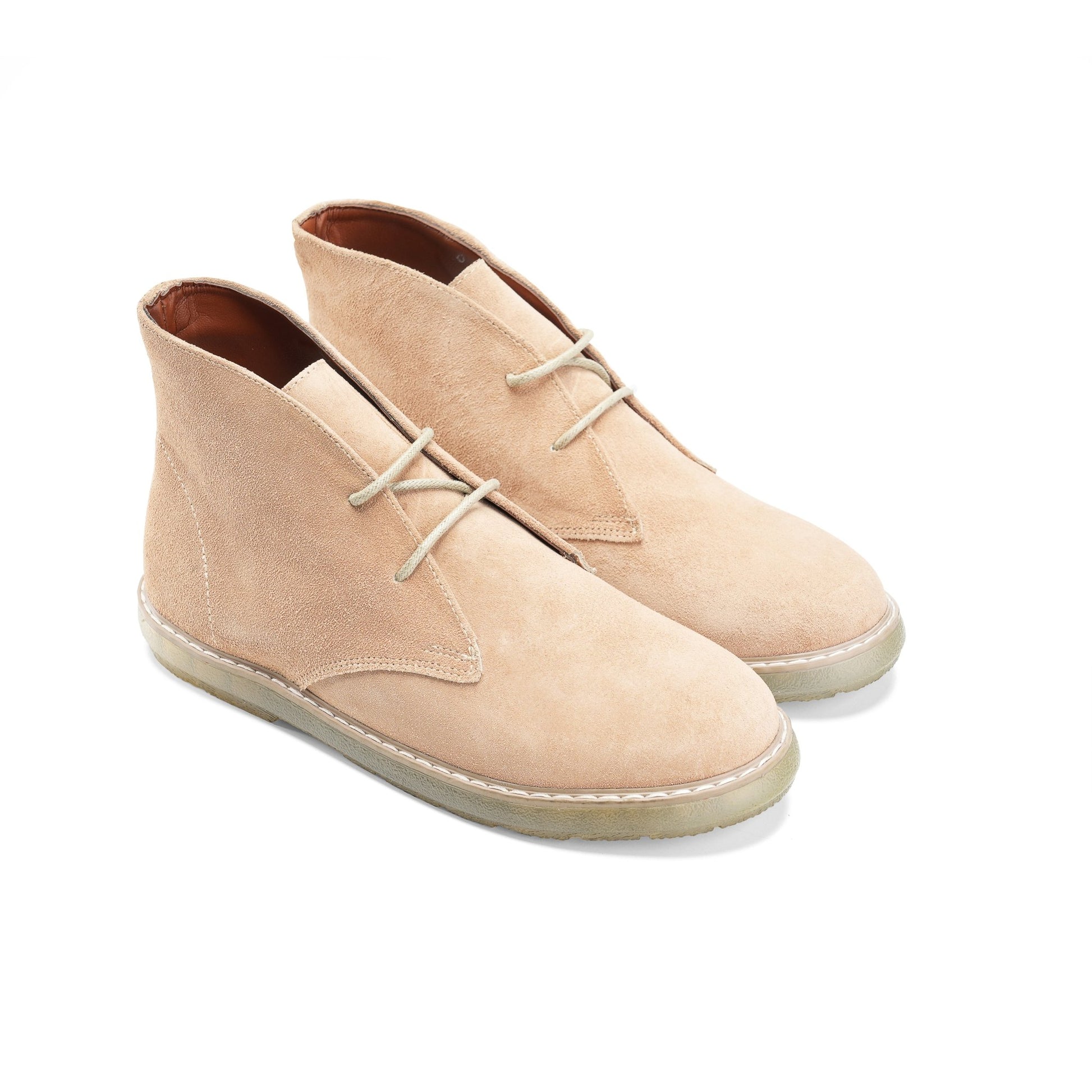 CREST™ Beige Split Suede Chukka Boots Plain Toe - Crestshoes