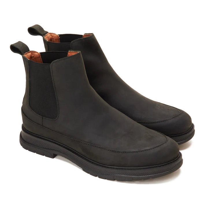 CREST™ Black Genuine Leather Chelsea Half Boot - Crestshoes