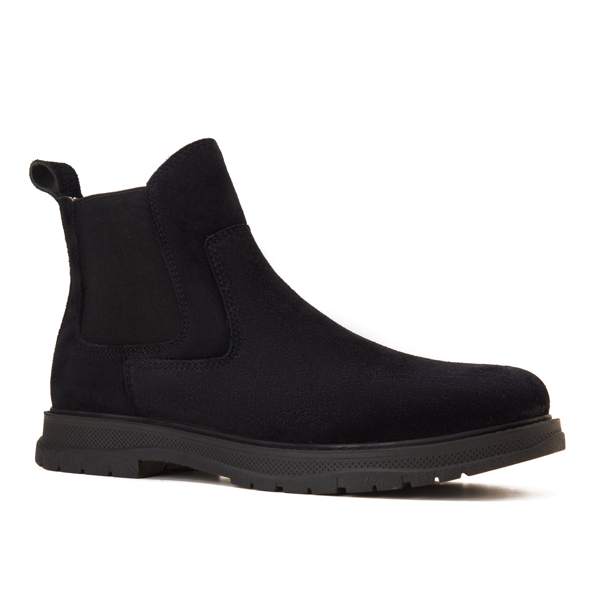 CREST™ Black Genuine Suede Double Layer Chelsea Halfboot - Crestshoes